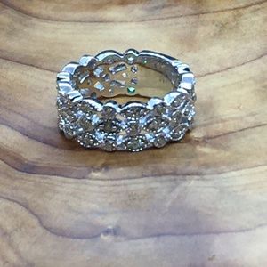 Three Row Diamond Ring 14k white gold